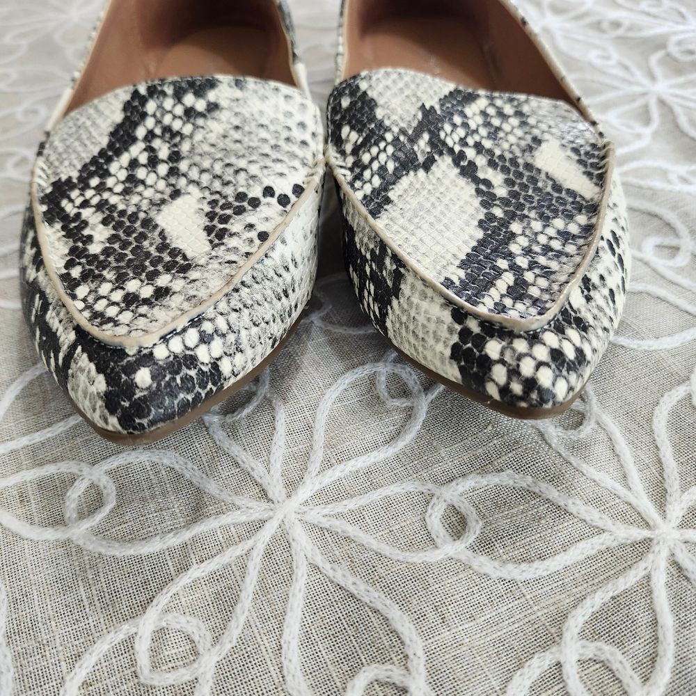 Madden Girl Black and White/Cream Snakeskin Loafers - Picture 2 of 11